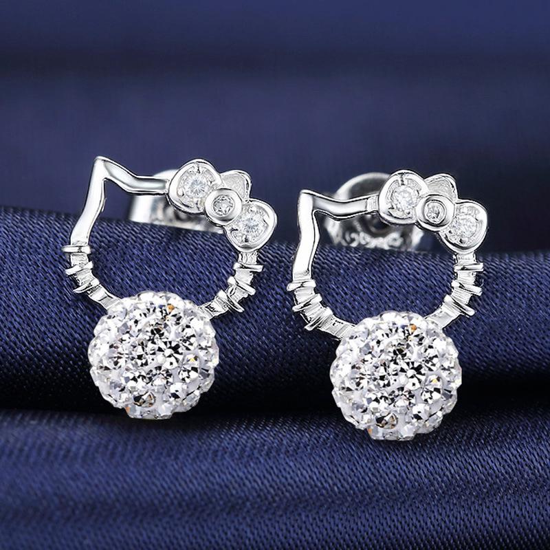 ต่างหูกำไลข้อมือคิตตี้ Silver Women Girl WE54R Earrings Silver 925