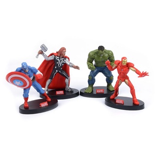 Ironman Hulk ฟิกเกอร์ PVC รูปกัปตันอเมริกา สําหรับตกแต่งเค้ก 4 ชิ้น