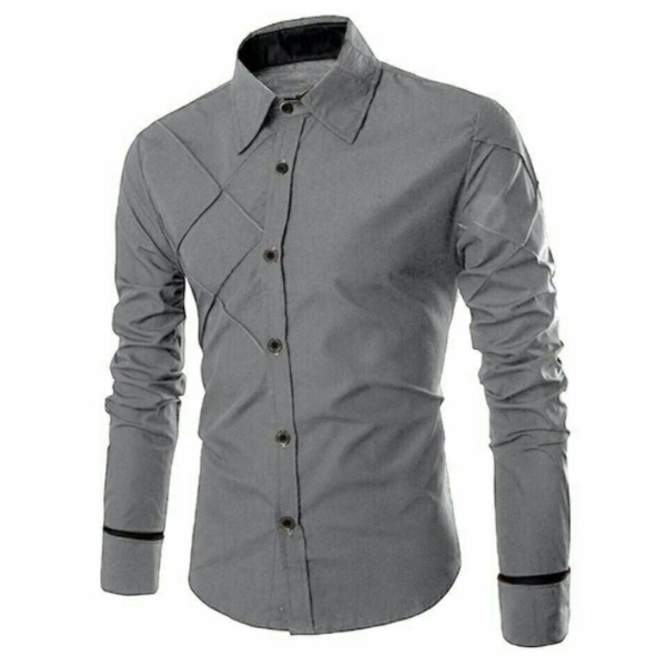 KEMEJA FortKlass JUNE เสื้อเชิ้ตผู้ชาย PLAIN MENS SHIRT LONG SLEEVE FORMAL WORK FOR MEN - M สีขาวสีด