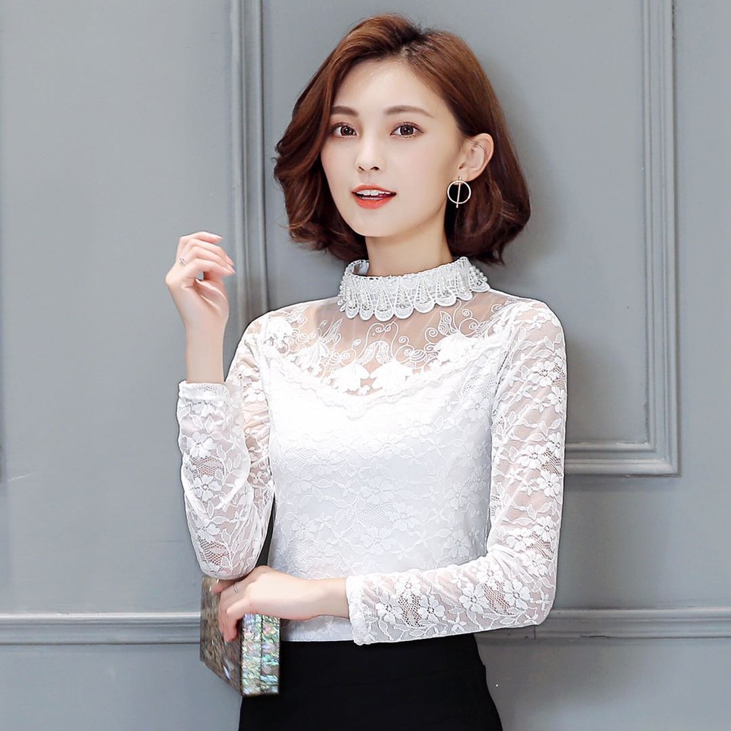 KiKi-shop🔥เสื้อลูกไม้ เสื้อแฟชั่น แขนยาวลูกไม้88*