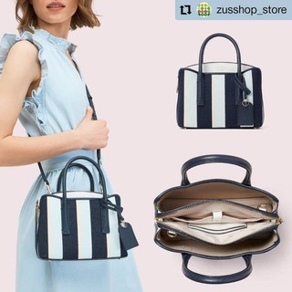 พรีฯKate Spade margaux canvas stripe mini satchel.