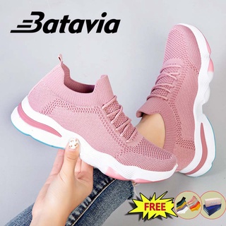 Batavia  37-40 รองเท้ากีฬา รองเท้ากีฬาสตรี รองเท้าลำลอง ส้นเตี้ย ตาข่ายถัก กันกระแทก น้ำหนักเบา ใส่สบาย A112