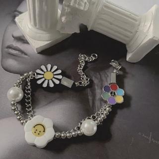 Splicing bracelet Smiley Daisy pearl hip-hop tide fashion tide