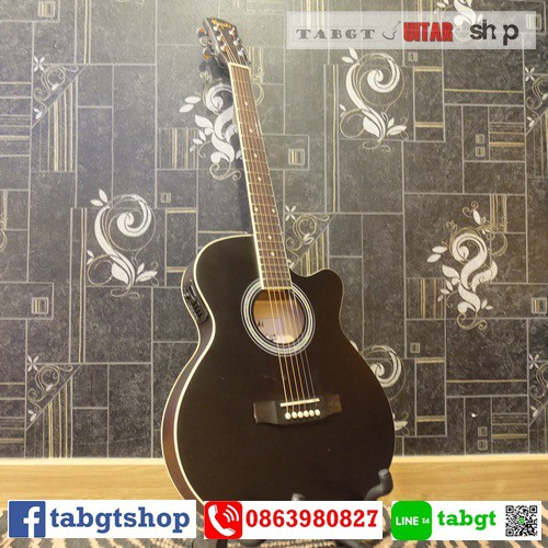 กีตาร์โปร่งไฟฟ้าตัวบาง Kazuki AKZ409SE-BK