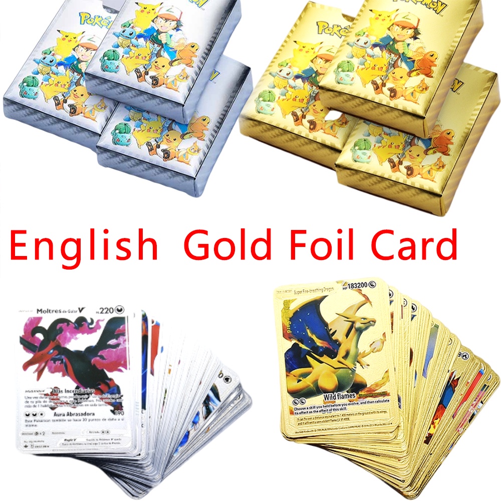 2754pcs Pokemon Card Soft Metal Letters English Gold Foil Cards Boxes ...