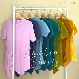 ✨พร้อมส่ง✨ 💖BYRGUNDY -  Amelia Shirts 🔥99 บาท🔥เสื้อยืดคอกลม ผ้ายูนิโคล่หลากสี ใส่สบาย ผ้านิ่ม