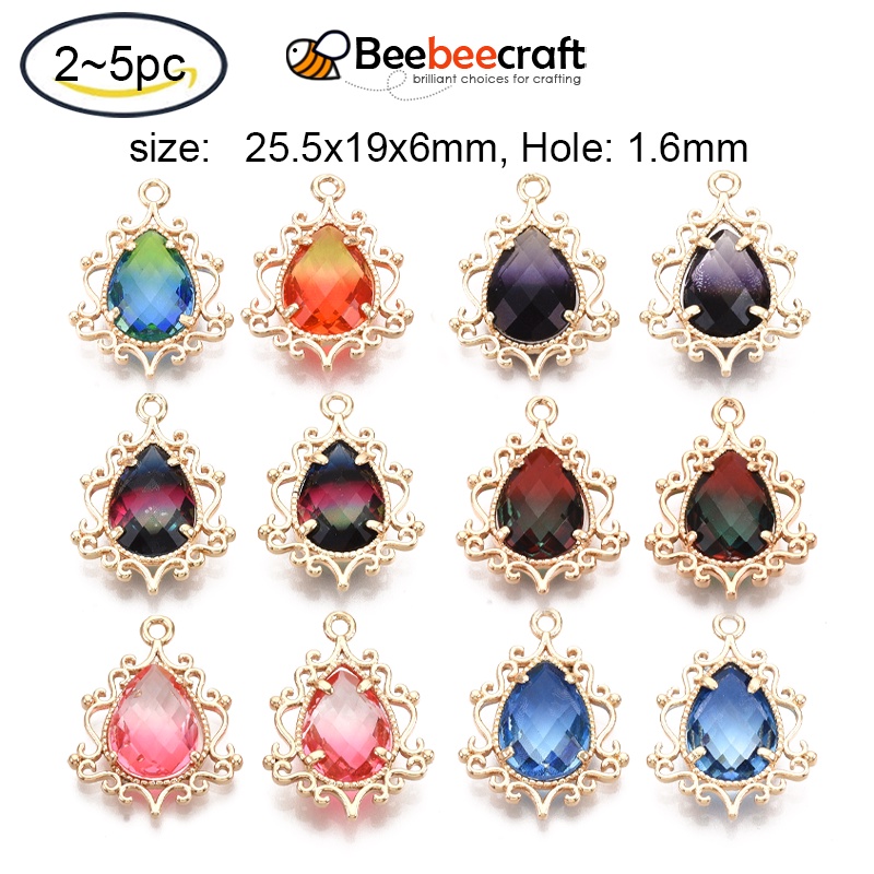 Beebeecraft จี้ทองเหลือง สีทอง 25.5x19x6 มม. รู 1.6 มม. 2-5 ชิ้น