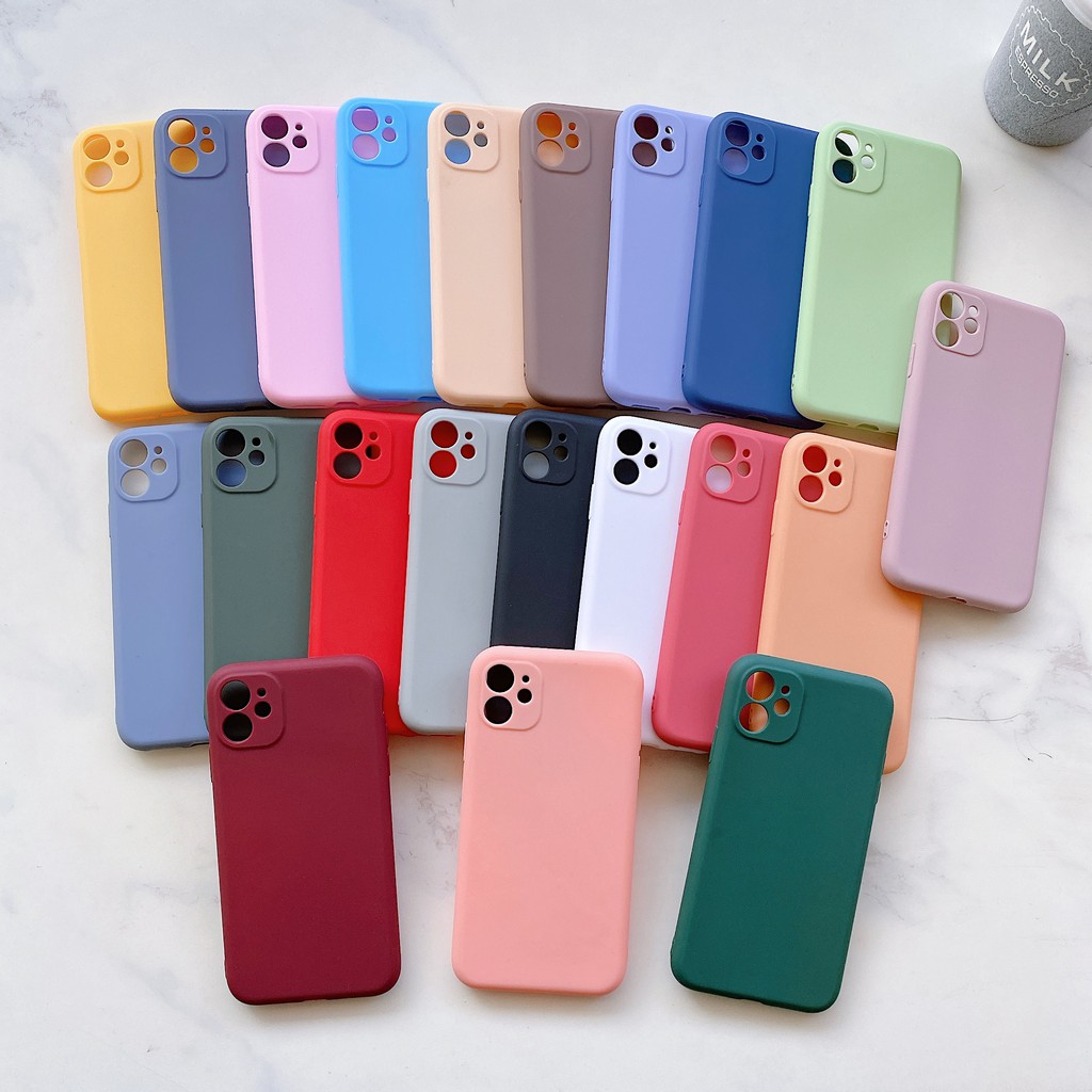 เคสไอโฟน เคสไอโฟน 11【เคส iphone】เคสโทรศัพท์ สีพื้น มีกันเลนส์กล้อง