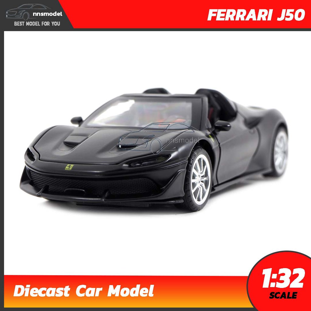 โมเดลรถ FERRARI J50 สีดำด้าน (Scale 1:32) โมเดลรถเหล็ก เฟอร์รารี่ มีเสียงมีไฟ จำลองเหมือนจริงพร้อมตั