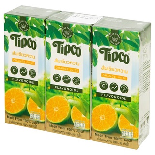 🔥แนะนำ!! ทิปโก้ น้ำส้มเขียวหวาน 100% 200มล. x 3 กล่อง Tipco 100% Tangerine Orange Juice 200ml x 3pcs