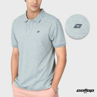 GALLOP : Mens Wear PIQUE POLO SHIRTS เสื้อโปโล ผ้าปิเก้ สีพื้น รุ่น GP9063 สี Light Grey - เทาอ่อน