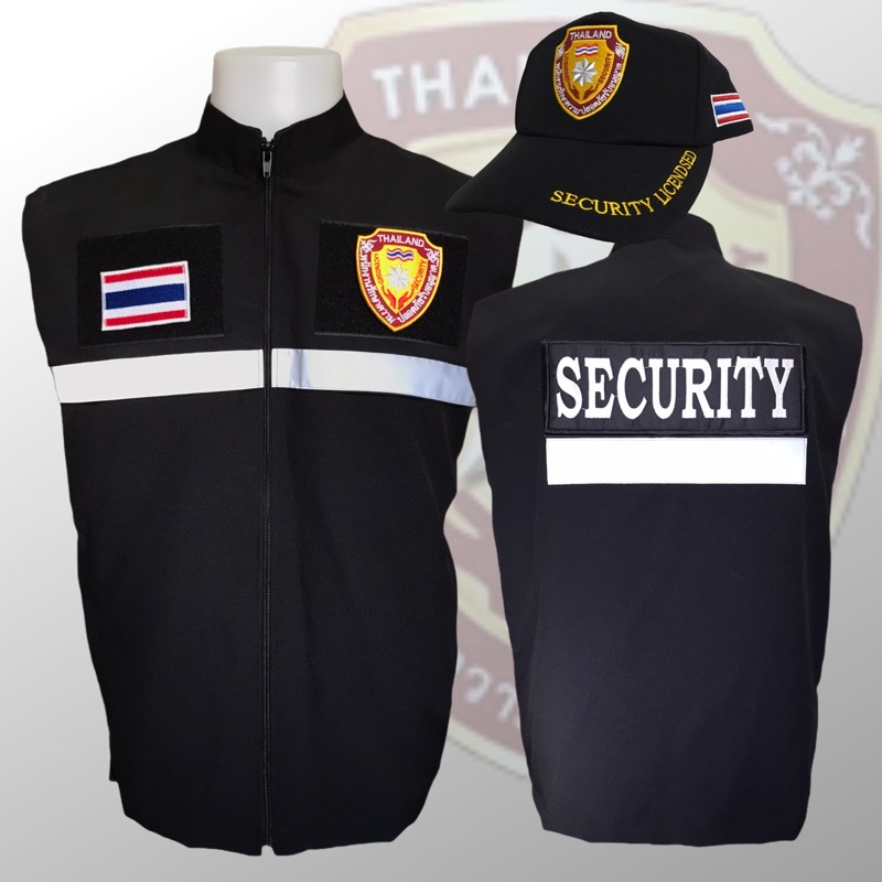 เสื้อกั๊กรปภ. พร้อม หมวกsecurity ราคา599฿ ซับในทั้งตัว