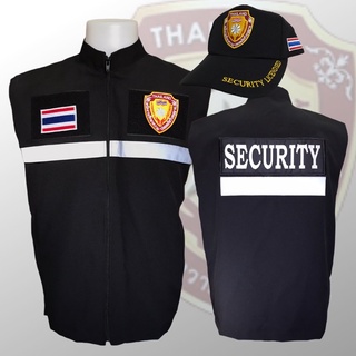 เสื้อกั๊กรปภ.+หมวก เสื้อกั๊กsecurity เสื้อกพปร. ราคา599฿พร้อมหมวก ซับในทั้งตัว เสื้อกั๊กรักษาความปลอดภัย