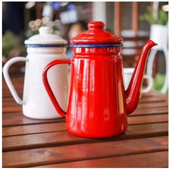 กาน้ำชาเคลือบอินาเมลมีหลายสี เนื้อหนา ขนาดสูง 8 นิ้ว ความจุ 1.2L #มีรับประกันความเสียหาย