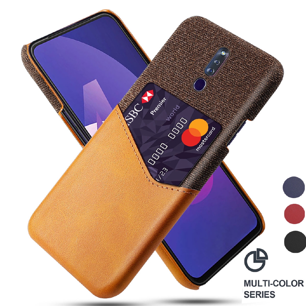 OPPO F11 Pro F9 F7 F5 Youth F3 F1 Plus Case Luxury Leather Fabric Card Slot Shockproof Business Wallet Cover