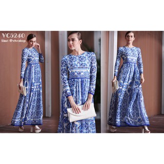 Yves Italian Dream Blue &amp; White Printed Maxi Dress