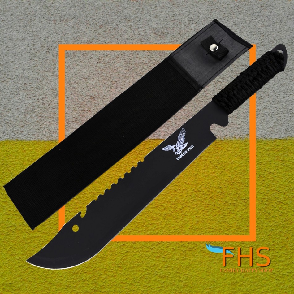 มีดนามบัตร มีดพก มีดควง FHS มีดเดินป่ารุ่น LS080 KNIFE STAINLESS  49cm.(0002036)ขนาด 49เซนติเมตร ใบหนา 3 มิล พร้อมซองผ้าเ - aef33e3 - ThaiPick