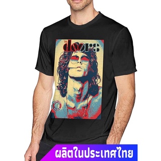 เสื้อยืดผ้าฝ้ายCOTTON ผู้ชาย Jasongamo Jim Morrison The Doors T Shirt Mens Cotton Crew Neck Comfort Short Sleeve Graphi