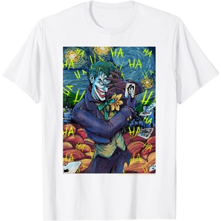 ผ้าฝ้ายคอกลมเสื้อยืด พิมพ์ลายการ์ตูน Dc Comics The Joker Starry Night สไตล์วินเทจ สําหรับผู้ชาย และผู้หญิงเสื้อยืด สไตล์