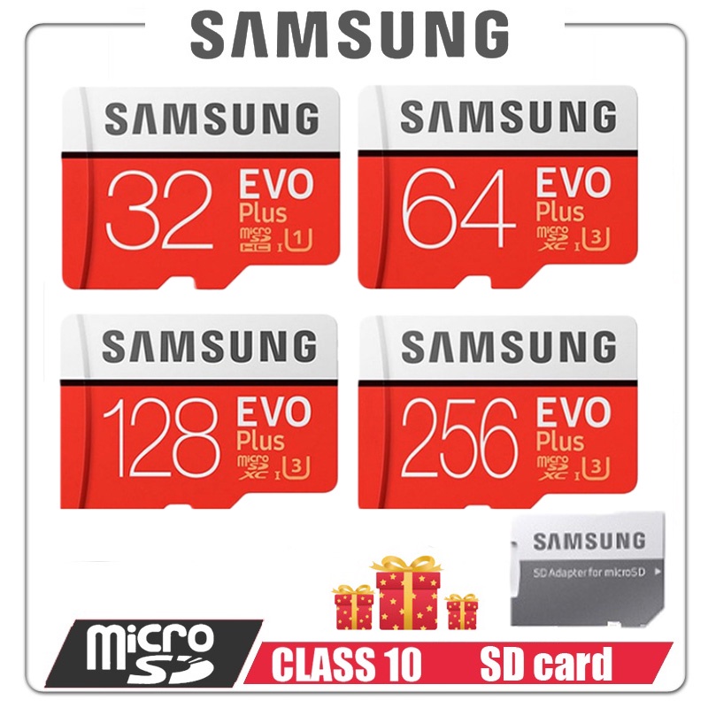 การ์ดหน่วยความจํา Samsung U3 Micro SD 128GB 32GB 64GB 256GB 512GB C10 Micro SDXC SD Card Class 10