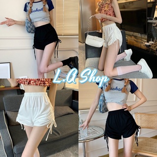 L.A Shop​-​พร้อมส่ง กางเกงขาสั้นผ้าไหมพรม ดีเทลรูกข้าง2ฝั่งน่ารักมาก "32048"