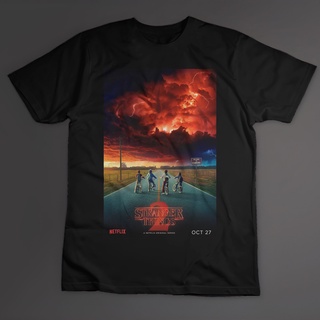 T-shirt  เสื้อยืด พิมพ์ลายโปสเตอร์ภาพยนตร์ Stranger Things 2 24s ขนาดใหญ่ พรีเมี่ยมS-5XL