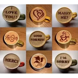 MAYA Coffee แม่พิมพ์พลาสติก พิมพ์ลายดอกไม้ สําหรับทํากาแฟ ฟองนม ลาเต้อาร์ต พิมพ์ลายกาแฟ 16แบบ / แท่งสแตนเลส สำหรับทำลวดล