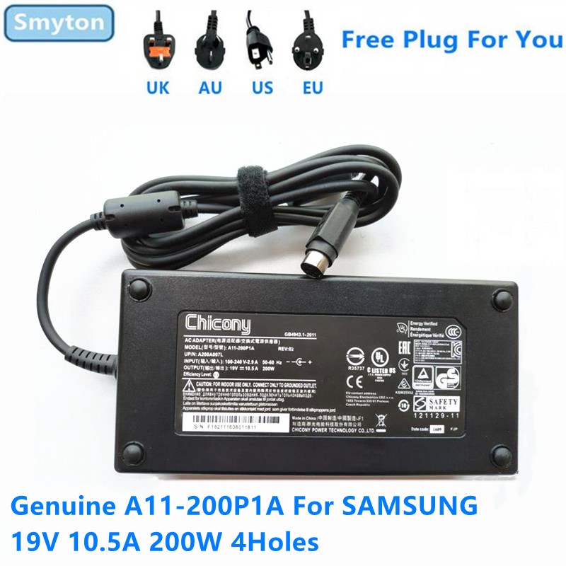 Genuine 19V 10.5A 200W A11-200P1A Power Supply AC Adapter Charger For SAMSUNG AD-20019 4Holes NP700G