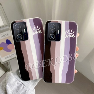 2021 New เคสโทรศัพท์ Xiaomi Mi 11T Pro 5G Handphone Casing Cute Stripe Soft Shockproof Transparent Cover เคส Mi11T 11TPro Phone Case