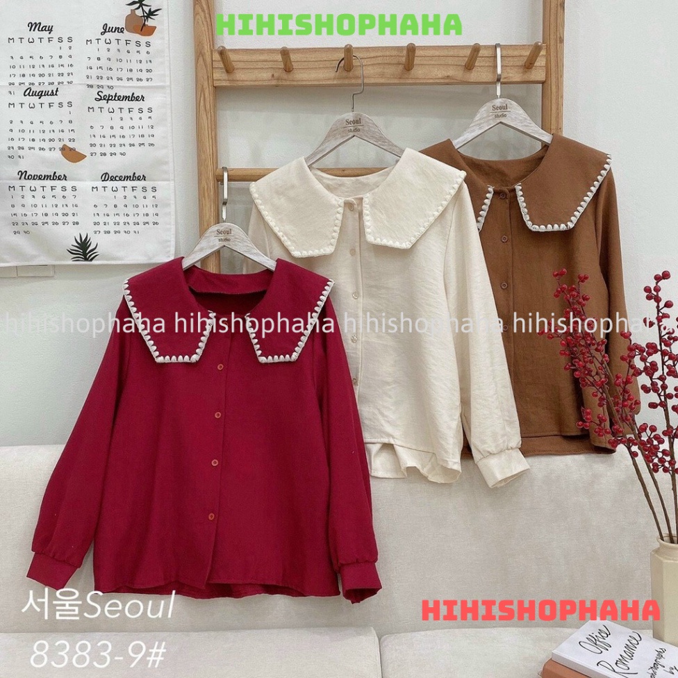 QCCC A503 เสื้อเชิ้ต babydoll คอปกจับจีบผู้หญิง hihishopha