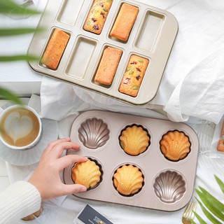 แม่พิมพ์เหล็กคาร์บอน 6 / 8 Cups Rect พิมพ์ขนม Financier ของแท้ พิมพ์อบขนมฟินองเซีย ( Financier Cake )