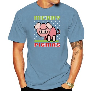 เสื้อยืดผ้าฝ้าย เสื้อยืด พิมพ์ลาย Merry Xmas Pig สําหรับผู้ชาย