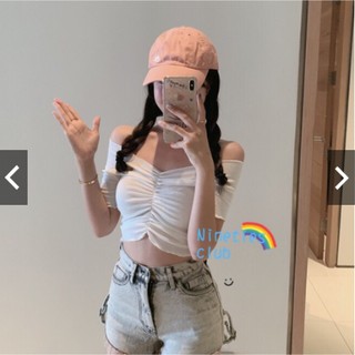💚4 สีพร้อมส่ง ส้ม เขียว ดำ ขาว💚เสื้อครอปเอวลอยหน้าย่น งานน่ารัก ใส่ง่าย น้อยแต่มากเรียบแต่โก้ ไปอีกก😍