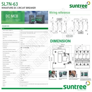Suntree DC Breaker รุ่น SL7N-63 ตัวเลือก 16A, 20A, 25A, 32A, 63A 4P 1000V เบรกเกอร์ DC เบรกเกอร์โซล่าเซลล์ เบรกเกอร์