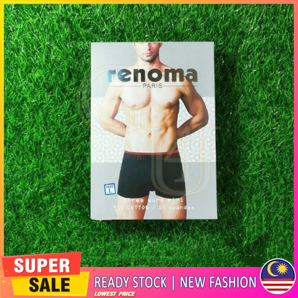 Good 4U RENOMA MEN BOXER 3 ชิ้นใน 1 กล่อง - SPENDER -MEN UNDERWEAR AW1 -PROMOTION / SELUAR DALAM LEL