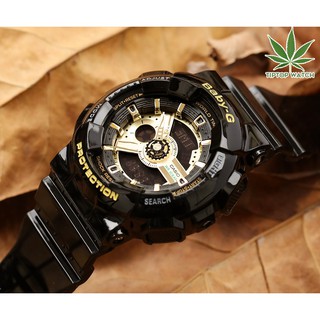 baby-g Casio ของแท้ 100%  นาฬิกาผู้หญิง รุ่น bA 110 black gold