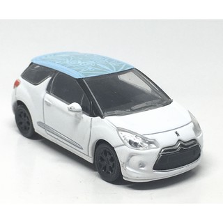 Norev Citroen DS3 สีขาว หลังคาฟ้าลาย Art โมเดลรถเหล็กสะสม 1/64 (ยาว 7.5 cm) นอกแพค