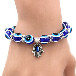 สร้อยข้อมือกําไลข้อมือยางยืดร้อยลูกปัดแฮนด์เมด hamsa fatima evil eye