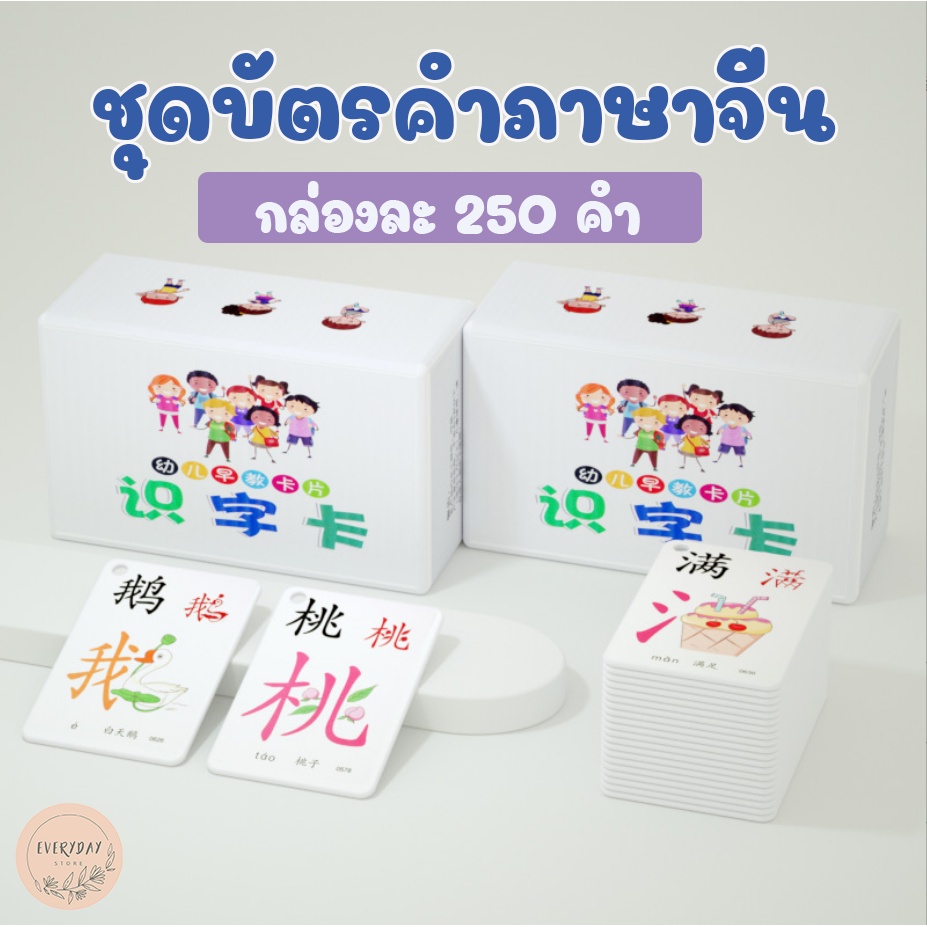 การ์ดคำศัพท์จีน flashcard ชุดคำศัพท์ภาษาจีน 1 ชุด มี 250 คำ การ์ดเสริมทักษะภาษาจีน