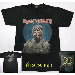 เสื้อวง Iron Maiden ไอรอนไมเดน  ผ้า คอตตอน 50% โพลี 50% (ผ้าบาง50/50)