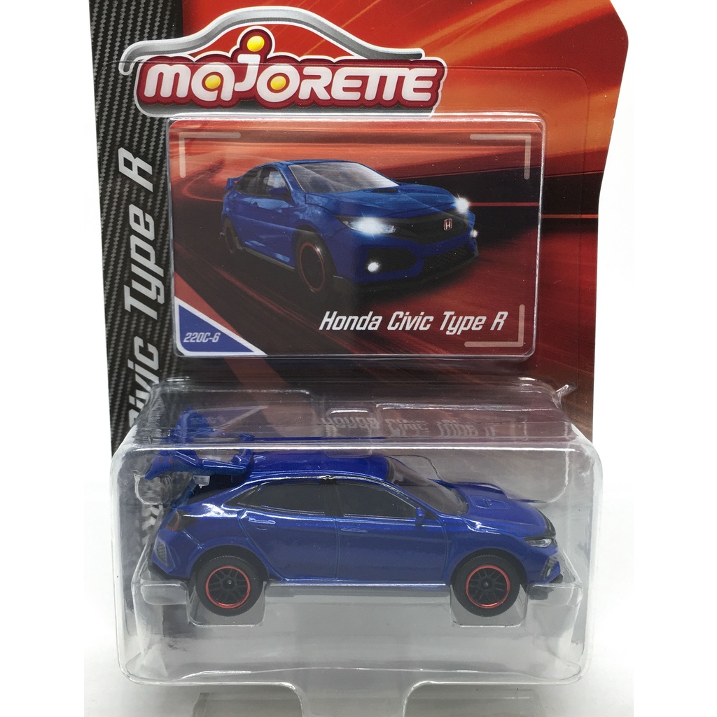 Majorette Honda Civic Type R - Dark Blue Color /Wheels D6SBRL /scale 1/58 (3 inches) Package with Ca