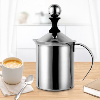 ที่ปั๊มฟองนม แบบทำเอง ขนาด 400ML. Manual Milk Frother Stainless Steel.