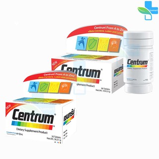 Centrum Dietary Supplement เซนทรัม 30,90 เม็ด (1 กล่อง สูตรใหม่) วิตามินและเกลือแร่รวมที่จำเป็น 22 ชนิด