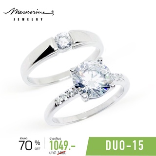 Memorine Jewelry แหวนคู่รักเงินแท้ 925 ฝังเพชรสวิส (CZ) : DUO-15