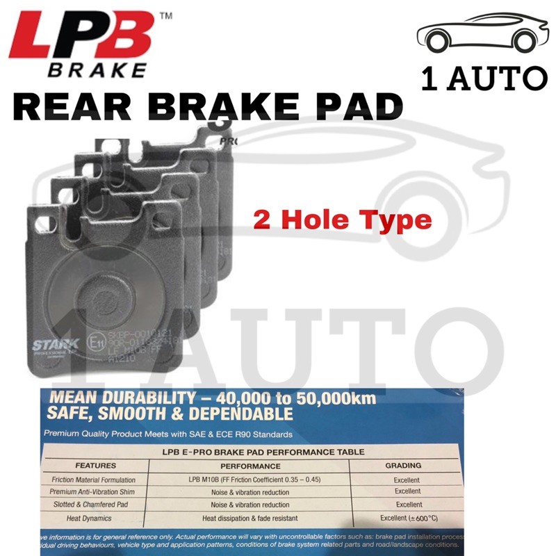 LPB E-PRO SEMI METALLIC REAR BRAKE PAD MERCEDES W210 E280 2 รูประเภท C209 CLK55 W140 300SE W208 CLK3