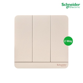 Schneider Electric สวิตช์ไฟสองทาง 3 ช่อง, 2 Way Switch 16AX, 250V, 8.6x8.6x1 cm. รุ่น AvatarOn E - E8333L2_WG_G5