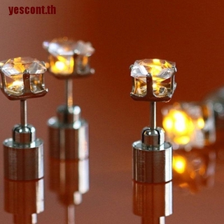 【yescont】ต่างหูคริสตัล รูปมงกุฎ เรืองแสง LED 1 คู่