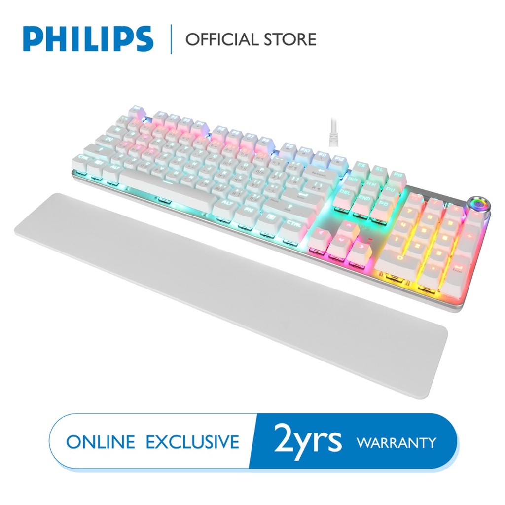 คีบอร์ดเกมมิ่ง RGB Philips SPK-8605 Mechanical Gaming Keyboard Blue Switch