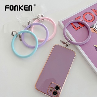 Fonken สายคล้องโทรศัพท์มือถือ ซิลิโคน กันหาย พร้อมห่วงพวงกุญแจ