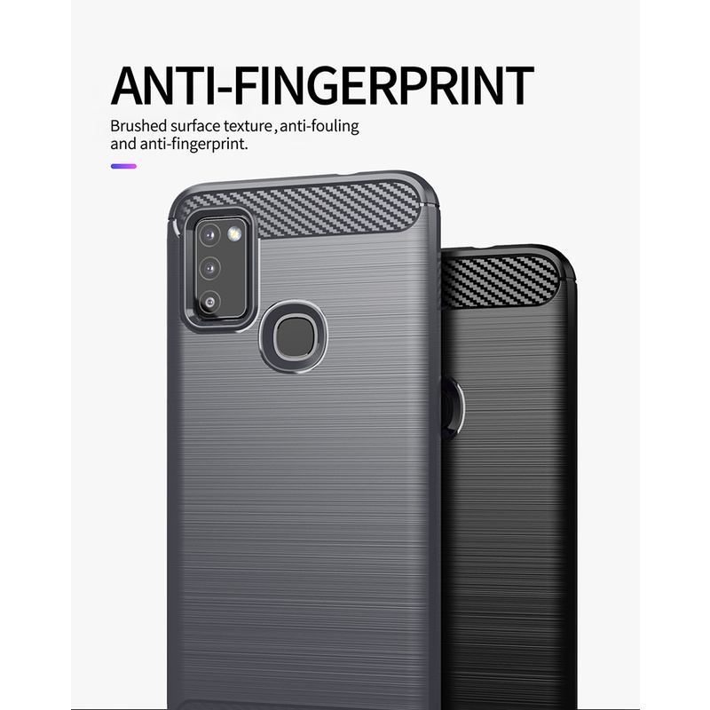 Samsung Galaxy M51 M31 M21 M11 เกราะกันกระแทกคาร์บอนไฟเบอร์แปรงไฮบริดเคส TPU - รูปที่ 5